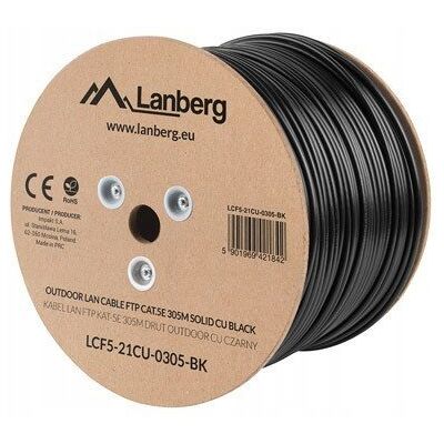 Inny producent Kabel FTP Lanberg kat. 5e 305m drut Outdoor CU czarny Inny producent Kabel FTP Lanberg kat. 5e 305m drut Outdoor CU czarny