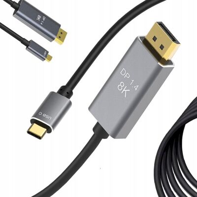 VERK GROUP KABEL PRZEWÓD DISPLAYPORT USB TYP-C 1.4 VIDEO AUDIO USB-C 8K 4K 2K 1,8m VERK GROUP KABEL PRZEWÓD DISPLAYPORT USB TYP-C 1.4 VIDEO AUDIO USB-C 8K 4K 2K 1,8m