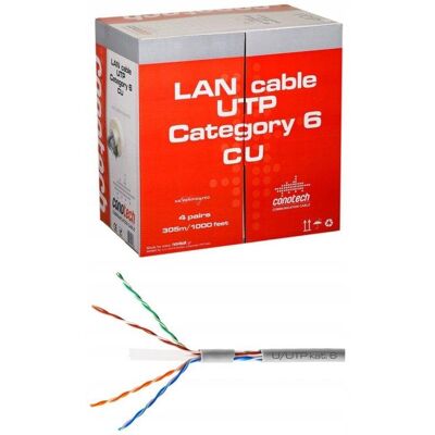 Conotech Kabel Przewód UTP LAN cat. 6 Skrętka Sieciowa 305m Conotech Kabel Przewód UTP LAN cat. 6 Skrętka Sieciowa 305m