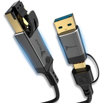 Reagle KABEL SIECIOWY 3M ETHERNET 2W1 USB-C USB-A DO PRZEWÓD LAN RJ45 1Gb/s REALGE Reagle KABEL SIECIOWY 3M ETHERNET 2W1 USB-C USB-A DO PRZEWÓD LAN RJ45 1Gb/s REALGE
