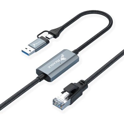 Reagle KABEL SIECIOWY ETHERNET 2W1 USB-C USB-A DO PRZEWÓD LAN RJ45 1Gb/s 2M Reagle KABEL SIECIOWY ETHERNET 2W1 USB-C USB-A DO PRZEWÓD LAN RJ45 1Gb/s 2M