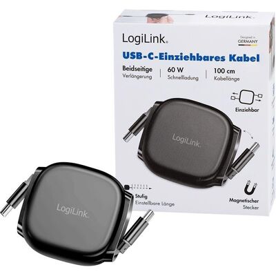 Kabel Usb 2.0 Logilink Cu0500 Usb-C - Usb-C, M/m, 480 Mb/s, 60 W, Zwijany, Czarny, 1m Kabel Usb 2.0 Logilink Cu0500 Usb-C - Usb-C, M/m, 480 Mb/s, 60 W, Zwijany, Czarny, 1m