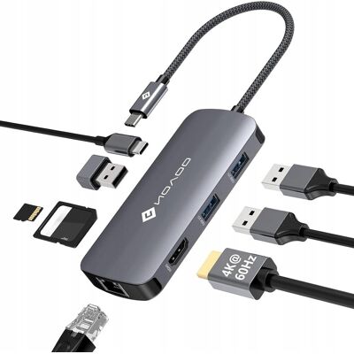 NOVOO R8 PRO HUB USB-C ADAPTER RODZIELACZ 8W1 HDMI ETHERNET SD MICRO SD 4K NOVOO R8 PRO HUB USB-C ADAPTER RODZIELACZ 8W1 HDMI ETHERNET SD MICRO SD 4K