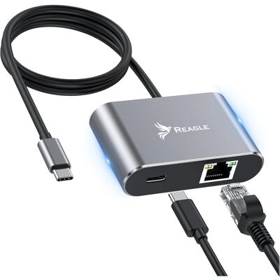 Przejściówka Usb-C Ethernet Adapter Karta Sieciowa Usb Lan Rj45 2.5g Pd100w Reagle Przejściówka Usb-C Ethernet Adapter Karta Sieciowa Usb Lan Rj45 2.5g Pd100w Reagle