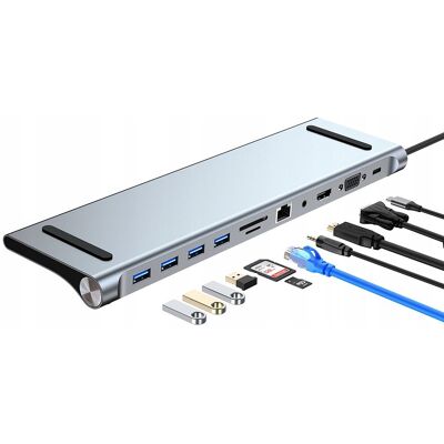 Inny producent Stacja Dokująca USB C 3.0 HDMI 4K RJ45 LAN PD 11w1 adapter Inny producent Stacja Dokująca USB C 3.0 HDMI 4K RJ45 LAN PD 11w1 adapter