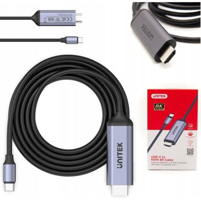 Inny producent UNITEK Kabel USB-C - HDMI 8K, USB 4, HDR10+, 1.8m Inny producent UNITEK Kabel USB-C - HDMI 8K, USB 4, HDR10+, 1.8m
