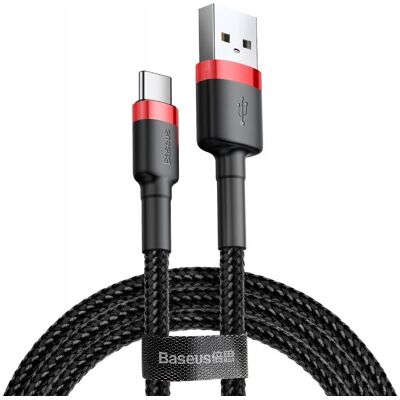 Baseus Wytrzymały Nylonowy Kabel Przewód Usb Usb-C Qc3.0 2a 3m Czarno-Czerwony Baseus Wytrzymały Nylonowy Kabel Przewód Usb Usb-C Qc3.0 2a 3m Czarno-Czerwony
