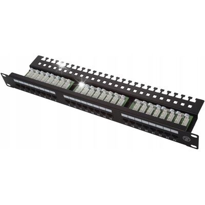 Inny producent Patch Panel 1U 24porty 5e + uchwyt na kable RJ-45 Inny producent Patch Panel 1U 24porty 5e + uchwyt na kable RJ-45