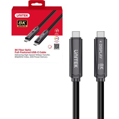 Unitek Kabel Optyczny Usb-C, Czarny, 5m Unitek Kabel Optyczny Usb-C, Czarny, 5m