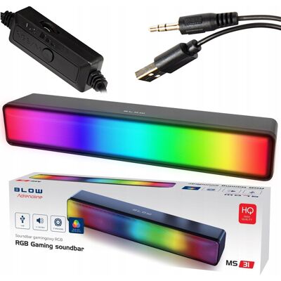 Inny producent GŁOŚNIKI KOMPUTEROWE 2.0 GŁOŚNIK GAMINGOWY SOUNDBAR LED RGB KOLORY USB 5V Inny producent GŁOŚNIKI KOMPUTEROWE 2.0 GŁOŚNIK GAMINGOWY SOUNDBAR LED RGB KOLORY USB 5V