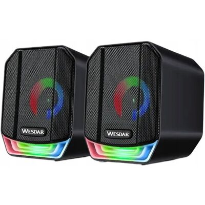 Wesdar ZESTAW GŁOŚNIKI KOMPUTEROWE 2.0 DO KOMPUTERA LAPTOPA AUX LED USB RGB Wesdar ZESTAW GŁOŚNIKI KOMPUTEROWE 2.0 DO KOMPUTERA LAPTOPA AUX LED USB RGB
