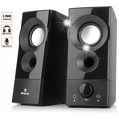 Inny producent Zestaw głośników 2.0 REAL-EL S-90 6W czarny Inny producent Zestaw głośników 2.0 REAL-EL S-90 6W czarny