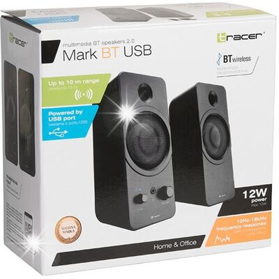 Inny producent Zestaw głośników Tracer 2.0 Mark USB Bluetooth 12W Złącze Mini-jack 3.5mm Inny producent Zestaw głośników Tracer 2.0 Mark USB Bluetooth 12W Złącze Mini-jack 3.5mm