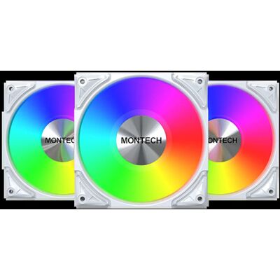 Zestaw wentylatorów Montech Metal Pro 12 ARGB PWM White 120mm (3-pak) Zestaw wentylatorów Montech Metal Pro 12 ARGB PWM White 120mm (3-pak)