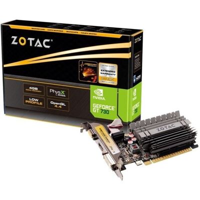 Karta graficzna ZOTAC GeForce GT 730, 4 GB GDDR3, PCI-E 2.0 Karta graficzna ZOTAC GeForce GT 730, 4 GB GDDR3, PCI-E 2.0