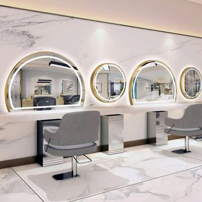 ENZO Konsola Konsoleta Fryzjerska Barberska Lustro 100x80 Led Pro Złoty ENZO Konsola Konsoleta Fryzjerska Barberska Lustro 100x80 Led Pro Złoty