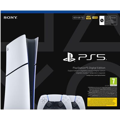 PLAION Konsola SONY PlayStation 5 Digital Slim Chassis E 825 GB z dwoma kontrolerami bezprzewodowymi DualSense PLAION Konsola SONY PlayStation 5 Digital Slim Chassis E 825 GB z dwoma kontrolerami bezprzewodowymi DualSense
