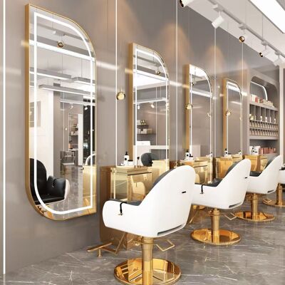 ENZO Konsola Konsoleta Fryzjerska Barberska Kosmetyczna Lustro Led 170x70 Złote ENZO Konsola Konsoleta Fryzjerska Barberska Kosmetyczna Lustro Led 170x70 Złote