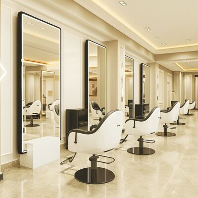 ENZO Konsola Konsoleta Fryzjerska Barberska Kosmetyczna Lustro Led 190x80 Pro Czarne Na Kamieniu ENZO Konsola Konsoleta Fryzjerska Barberska Kosmetyczna Lustro Led 190x80 Pro Czarne Na Kamieniu