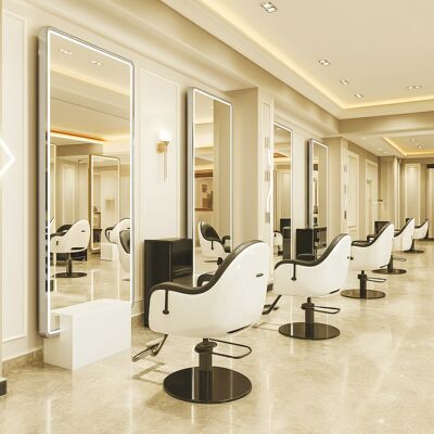ENZO Konsola Konsoleta Fryzjerska Barberska Kosmetyczna Lustro Led 190x80 Srebrne Na Kamieniu ENZO Konsola Konsoleta Fryzjerska Barberska Kosmetyczna Lustro Led 190x80 Srebrne Na Kamieniu