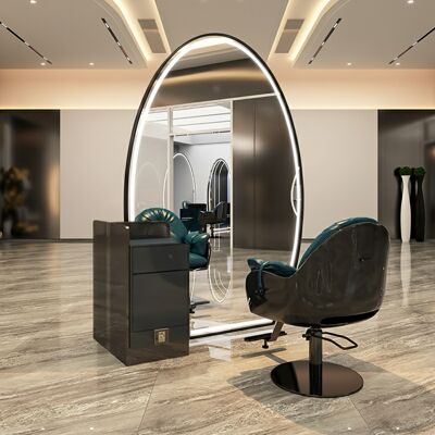 ENZO Konsola Konsoleta Fryzjerska Barberska Kosmetyczna Lustro Led 220x120 Dwustronne Pro Czarne ENZO Konsola Konsoleta Fryzjerska Barberska Kosmetyczna Lustro Led 220x120 Dwustronne Pro Czarne