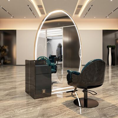 ENZO Konsola Konsoleta Fryzjerska Barberska Kosmetyczna Lustro Led 220x120 Dwustronne Pro Złote ENZO Konsola Konsoleta Fryzjerska Barberska Kosmetyczna Lustro Led 220x120 Dwustronne Pro Złote
