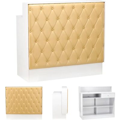 ENZO Recepcja Fryzjerska Pikowana S08 Kosmetyczna Do Salonu Biało-Złota ENZO Recepcja Fryzjerska Pikowana S08 Kosmetyczna Do Salonu Biało-Złota