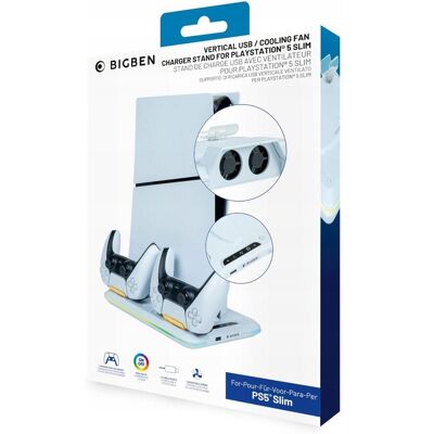 Nacon Charging Station With Fan Rgb/usb Hub/fan, White Ps5 Slim Nacon Charging Station With Fan Rgb/usb Hub/fan, White Ps5 Slim