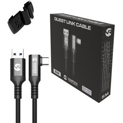 Oculus Link Kabel Vortexvr 5m + Element Mocujący Usb-A Do Oculus Quest 2 (Lub Quest 1) Steamvr Sidequest Oculus Link Kabel Vortexvr 5m + Element Mocujący Usb-A Do Oculus Quest 2 (Lub Quest 1) Steamvr Sidequest