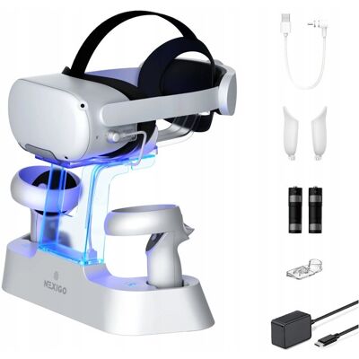 nieznany producent STACJA DOKUJĄCA ŁADOWARKA DO Gogle VR OCULUS Meta Quest 2 + 2 Akumulatory nieznany producent STACJA DOKUJĄCA ŁADOWARKA DO Gogle VR OCULUS Meta Quest 2 + 2 Akumulatory