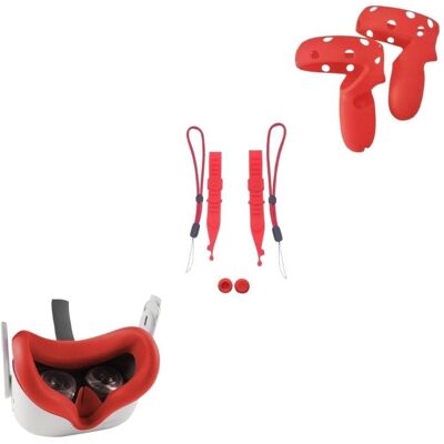 Inny producent Zestaw Ochronek 3w1 Do Oculus Quest 2 - Czerwony Inny producent Zestaw Ochronek 3w1 Do Oculus Quest 2 - Czerwony