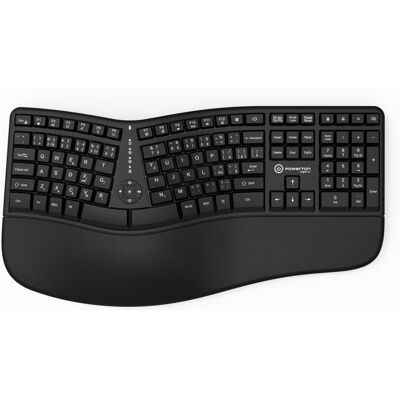 Powerton LANA, Klawiatura ergonomiczna CZ/SK, przewodowa (USB), czarna Powerton LANA, Klawiatura ergonomiczna CZ/SK, przewodowa (USB), czarna