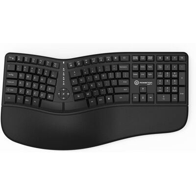Powerton LANA, Klawiatura ergonomiczna US, przewodowa (USB), czarna Powerton LANA, Klawiatura ergonomiczna US, przewodowa (USB), czarna