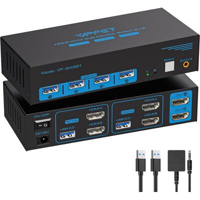 Inny producent Przełącznik 8k Hdmi Kvm 2 Pc 2 Monitory 4k120 Hz Usb 3.0 Kvm Do Dwóch Inny producent Przełącznik 8k Hdmi Kvm 2 Pc 2 Monitory 4k120 Hz Usb 3.0 Kvm Do Dwóch