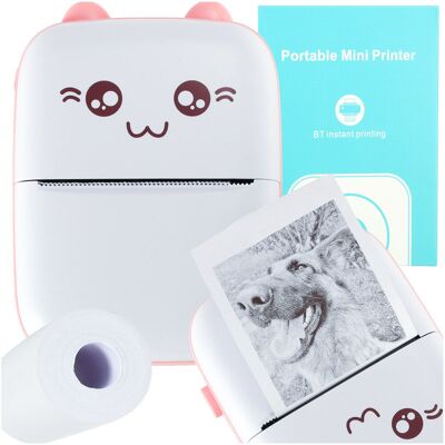 ikonka Drukotek Drukarka Mini Termiczna Do Zdjęć Etykiet + Kabel Usb Kot Różowy ikonka Drukotek Drukarka Mini Termiczna Do Zdjęć Etykiet + Kabel Usb Kot Różowy