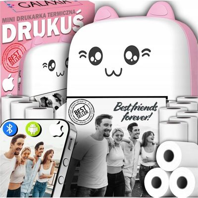 Galaxia Mini Drukarka Termiczna Do Zdjęć Przenośna ORYGINALNY 11 ROLEK PINK Galaxia Mini Drukarka Termiczna Do Zdjęć Przenośna ORYGINALNY 11 ROLEK PINK