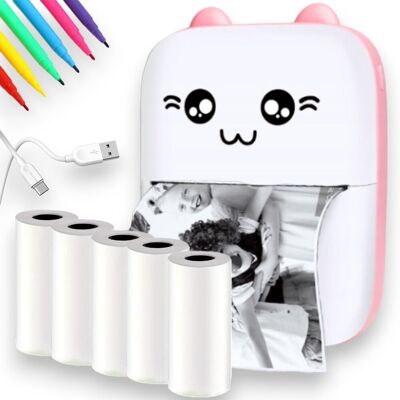 Hikey Drukuś Mini Drukarka Termiczna Oryginalny Do Zdjęć + 6 Rolek + Markery Hikey Drukuś Mini Drukarka Termiczna Oryginalny Do Zdjęć + 6 Rolek + Markery