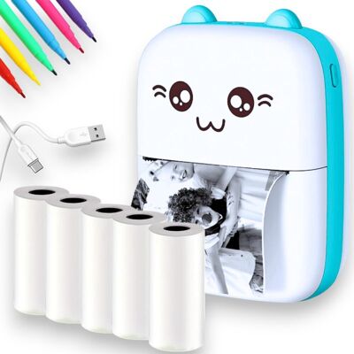 Hikey Drukuś Mini Drukarka Termiczna Oryginalny Do Zdjęć + 6 Rolek + Markery Hikey Drukuś Mini Drukarka Termiczna Oryginalny Do Zdjęć + 6 Rolek + Markery
