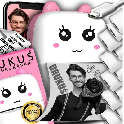 Inny producent MINI DRUKARKA TERMICZNA RÓŻOWA PRZENOŚNA DO ZDJĘĆ + 11 ROLEK DODATKOWO Inny producent MINI DRUKARKA TERMICZNA RÓŻOWA PRZENOŚNA DO ZDJĘĆ + 11 ROLEK DODATKOWO