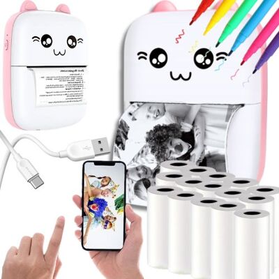 Hikey MINI DRUKARKA DO ETYKIET ZDJĘĆ NOTATEK DRUKUŚ + 15 ROLEK + PISAKI Hikey MINI DRUKARKA DO ETYKIET ZDJĘĆ NOTATEK DRUKUŚ + 15 ROLEK + PISAKI