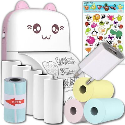 e-druk Mini Drukarka Termiczna Do Zdjęć Notatek Etykiet + 10 Szt Rolek Papieru + ładowarka + naklejki e-druk Mini Drukarka Termiczna Do Zdjęć Notatek Etykiet + 10 Szt Rolek Papieru + ładowarka + naklejki