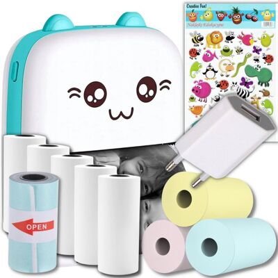 ITIMPORT Mini Drukarka Termiczna Dzieci Kot Zdjęcia Notatki + 10 ROLEK PAPIERU + ŁADOWARKA + NAKLEJKI ITIMPORT Mini Drukarka Termiczna Dzieci Kot Zdjęcia Notatki + 10 ROLEK PAPIERU + ŁADOWARKA + NAKLEJKI