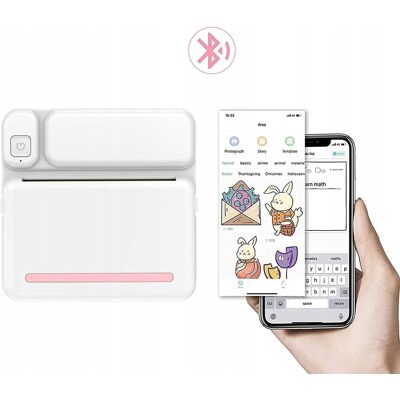 ELECTRONICA 4U Mini drukarka termiczna przenośna dla dziecka C19 różowa Bluetooth Drukuś ELECTRONICA 4U Mini drukarka termiczna przenośna dla dziecka C19 różowa Bluetooth Drukuś