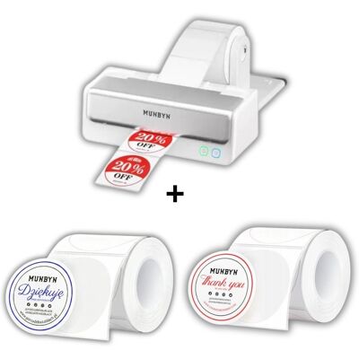 Inny producent Munbyn RW405B Drukarka do paczek i naklejek – Zestaw z etykietami Blue & Red, Bluetooth, iOS/Android Inny producent Munbyn RW405B Drukarka do paczek i naklejek – Zestaw z etykietami Blue & Red, Bluetooth, iOS/Android