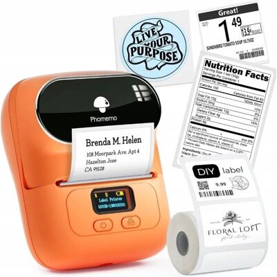 Phomemo M110 Drukarka Termiczna Bluetooth 20-50mm do Etykiet Samoprzylepnych Naklejek Zdjęć Notatek Grafik / Pomarańczowy Phomemo M110 Drukarka Termiczna Bluetooth 20-50mm do Etykiet Samoprzylepnych Naklejek Zdjęć Notatek Grafik / Pomarańczowy