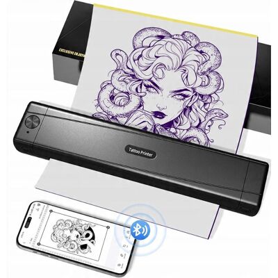 Inny producent TATTMUSE Drukarka do tatuażu Bluetooth 10 arkuszy papieru czarna nowa Inny producent TATTMUSE Drukarka do tatuażu Bluetooth 10 arkuszy papieru czarna nowa