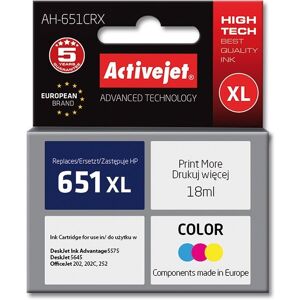 Tusz Activejet AH-651CRX (zamiennik HP 651 C2P11AE; Premium; 18 ml; kolor) Tusz Activejet AH-651CRX (zamiennik HP 651 C2P11AE; Premium; 18 ml; kolor)