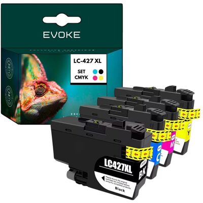 Evoke 4x Tusz Do Drukarki Brother Lc427 Czarny + Zestaw Kolorów Xl Lc-427 Cmyk Evoke 4x Tusz Do Drukarki Brother Lc427 Czarny + Zestaw Kolorów Xl Lc-427 Cmyk