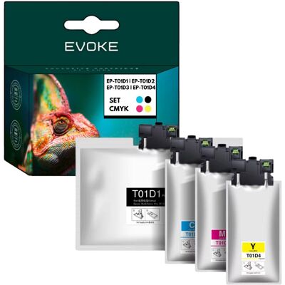 Evoke 4x Tusz Do Drukarki Epson Czarny + Zestaw Kolorów T01d1 T10d2 T10d3 T10d4 Evoke 4x Tusz Do Drukarki Epson Czarny + Zestaw Kolorów T01d1 T10d2 T10d3 T10d4