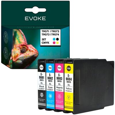 Evoke 4x Tusz Do Drukarki Epson Czarny + Zestaw Kolorów T9071 T9072 T9073 T9074 Evoke 4x Tusz Do Drukarki Epson Czarny + Zestaw Kolorów T9071 T9072 T9073 T9074